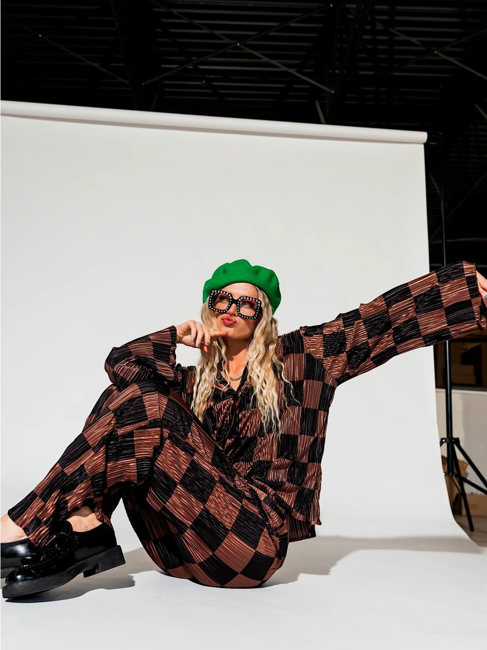 NEW SOLD OUT SIZE M ✨ Dressed in LALA Black and Mocha Checkerboard Set - Picture 3 of 7